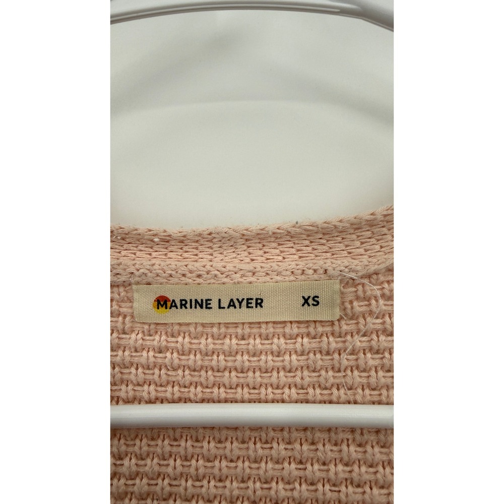 Marine Layer Womens XS Pink Waffle Knit Open Front Cotton Cardigan Sweater - Picture 3 of 4